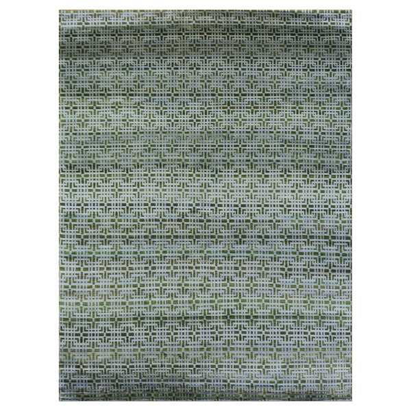 Green and Grey Nu Vibrant Geometric Silk Rug - 9' x 12' Default Title