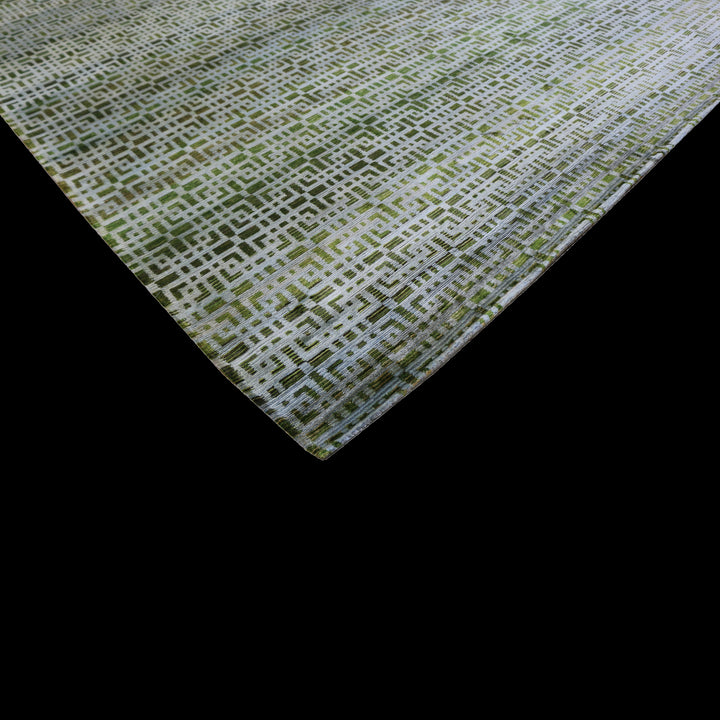Green and Grey Nu Vibrant Geometric Silk Rug - 9' x 12' Default Title