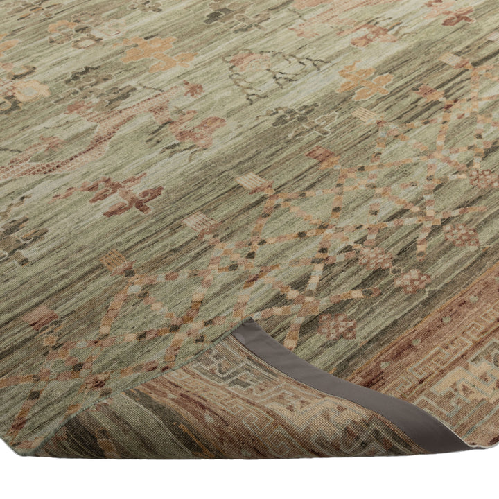 Green Transitional Wool Rug - 9' x 12'1" Default Title