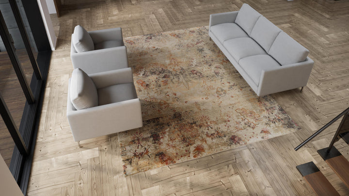 Brown and Grey Samoke Transitional Wool Silk Rug - 9' x 11'9"