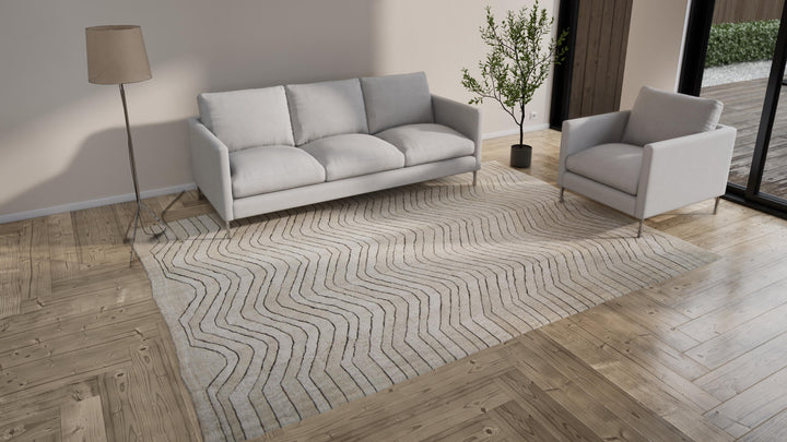 Beige Geometric Turkish Flatweave Wool Rug - 8' x 11'