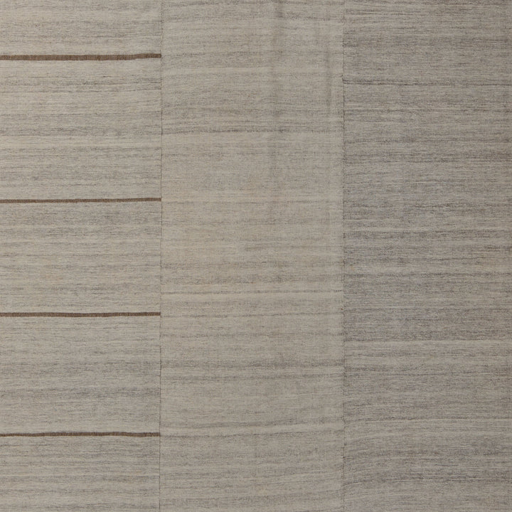 Grey & Beige Flatweave Wool Rug - 6'3" x 11'5"