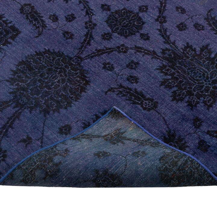 Purple Patterned Wool Rug - 3'3" x 8'2"