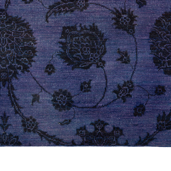 Purple Patterned Wool Rug - 3'3" x 8'2"