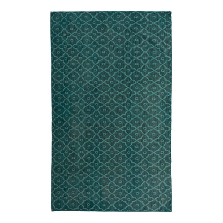 Blue Patterned Wool Rug - 3'10" x 8'
