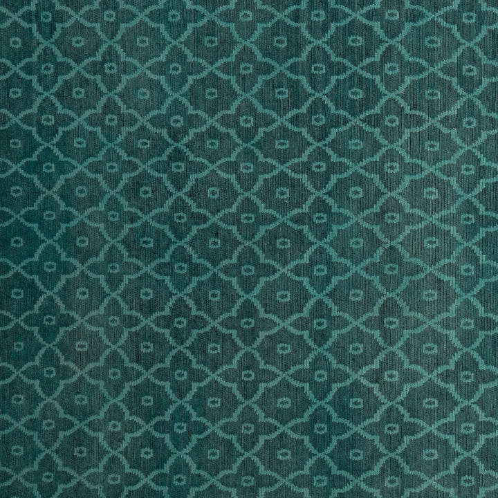 Blue Patterned Wool Rug - 3'10" x 8'