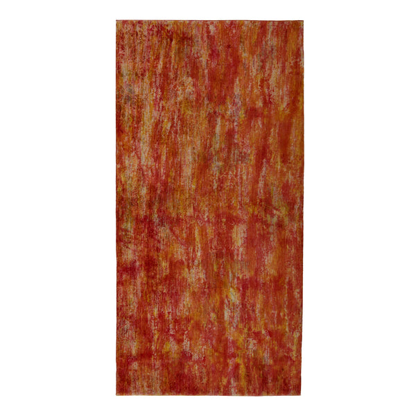 Orange Patterned Wool Rug - 3'11" x 7'10"