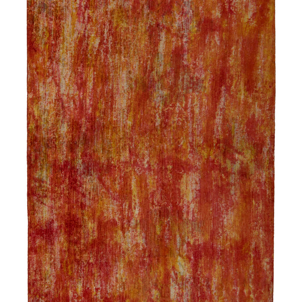Orange Patterned Wool Rug - 3'11" x 7'10"