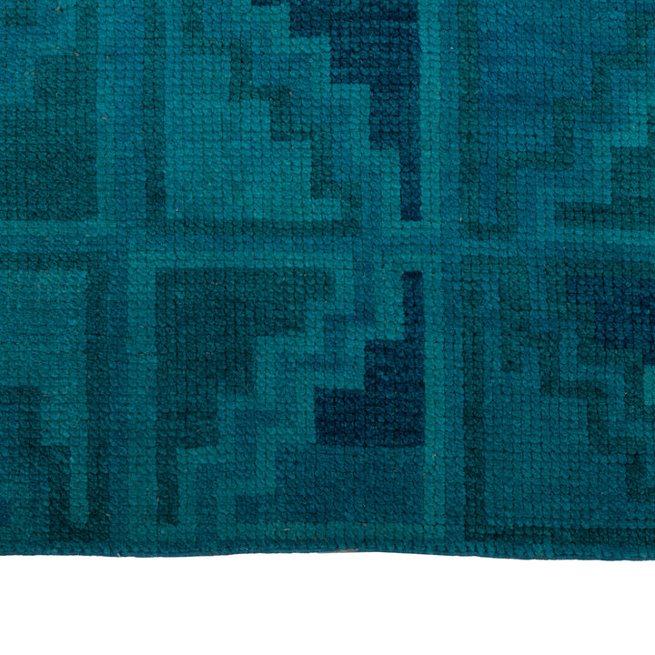 Blue Patterned Wool Rug - 3'1" x 8'9"