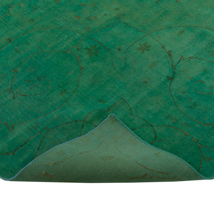 Green Patterned Wool Rug - 3'10" x 8'4"