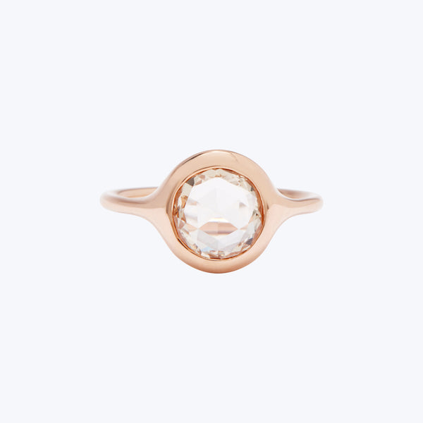Pink Round Rose Cut Carved Ring Default Title