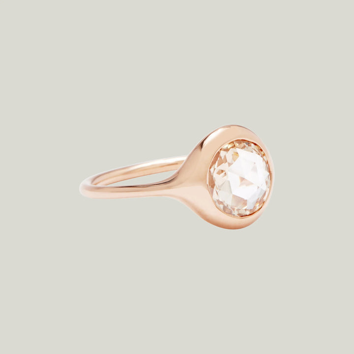 Pink Round Rose Cut Carved Ring Default Title