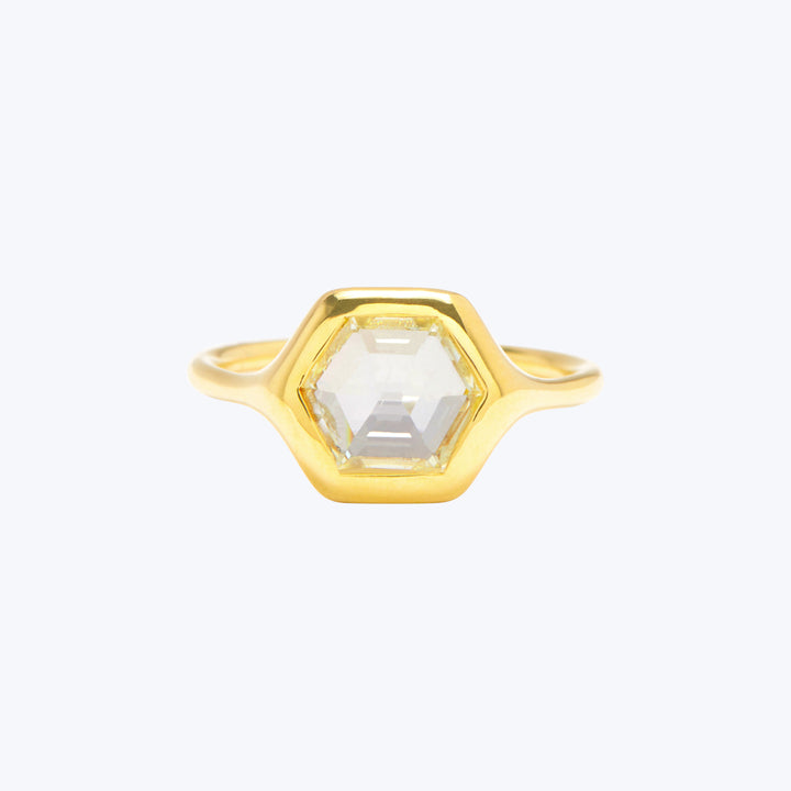 Hexagon Diamond Carved Ring Default Title