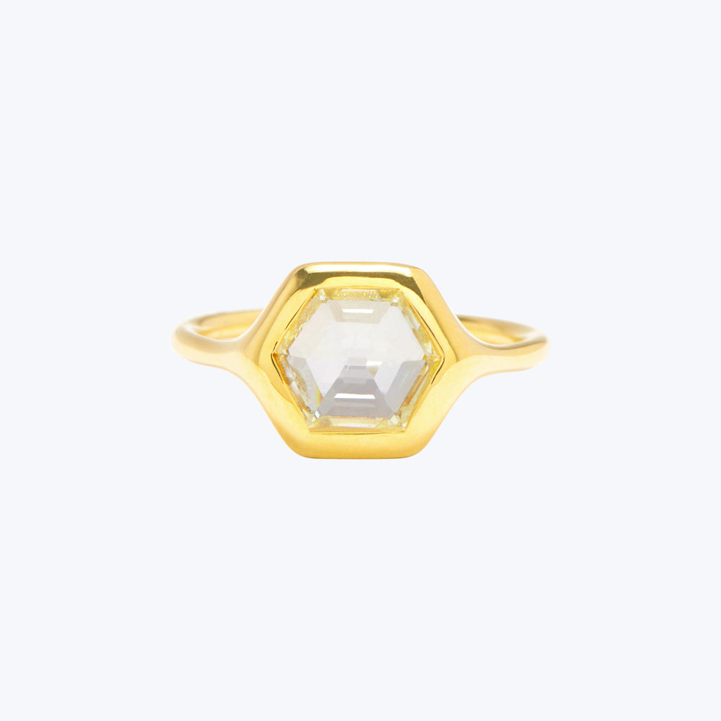 Hexagon Diamond Carved Ring Default Title