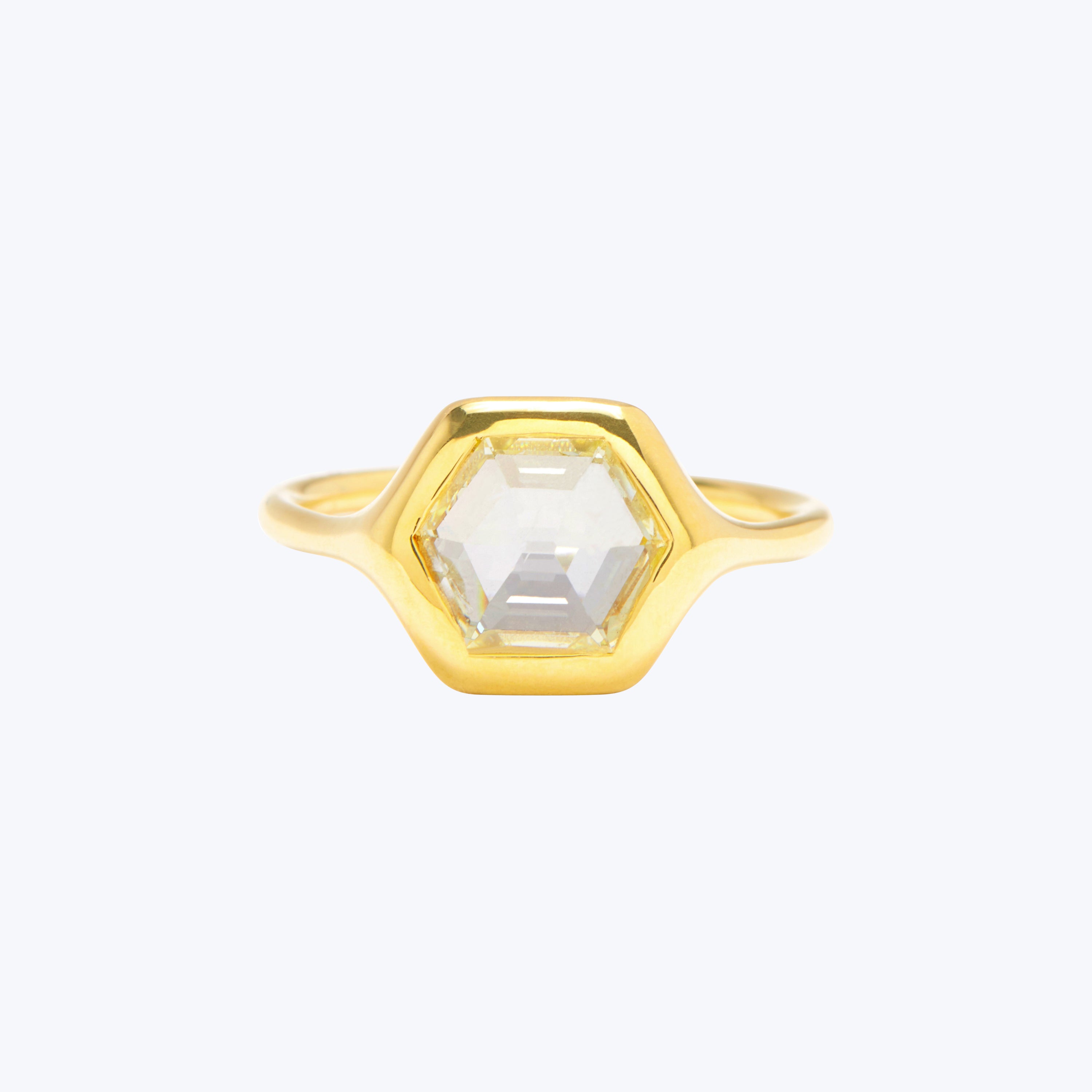 Hexagon Diamond Carved Ring Default Title