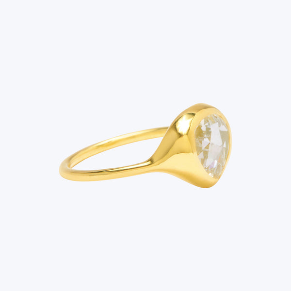 Antique Pear Diamond Carved Ring Default Title