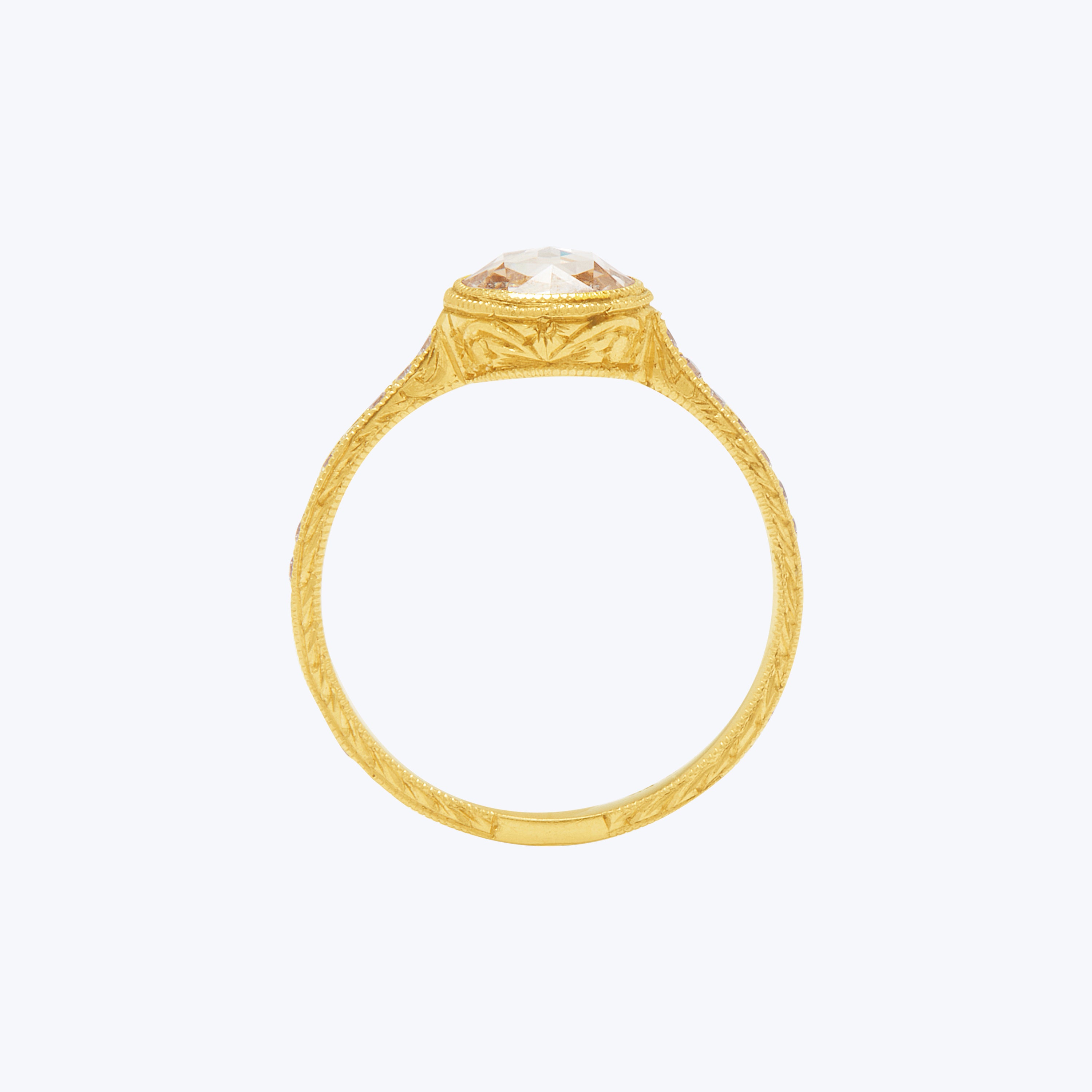 Engraved Cathedral Ring with Pave Band Default Title