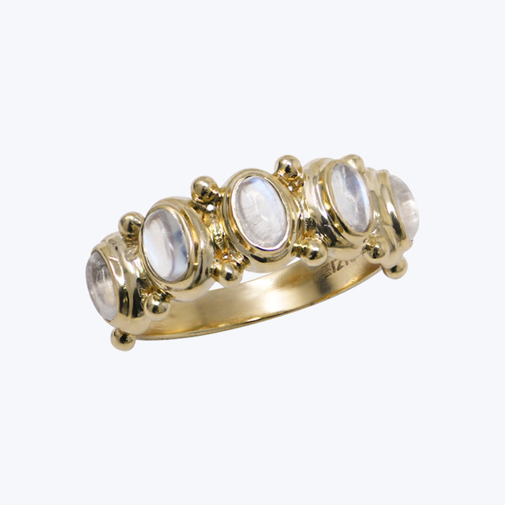 Dew Drop Cabochon Moonstone Ring, 14k Yellow Gold