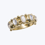 Dew Drop Cabochon Moonstone Ring, 14k Yellow Gold