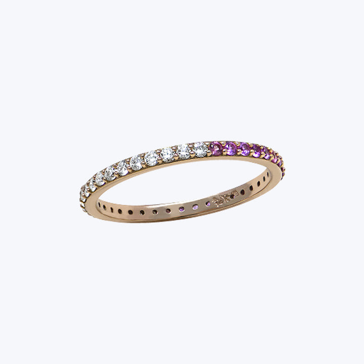 Classique Pink Sapphire + Diamond Ring, 14k Yellow Gold