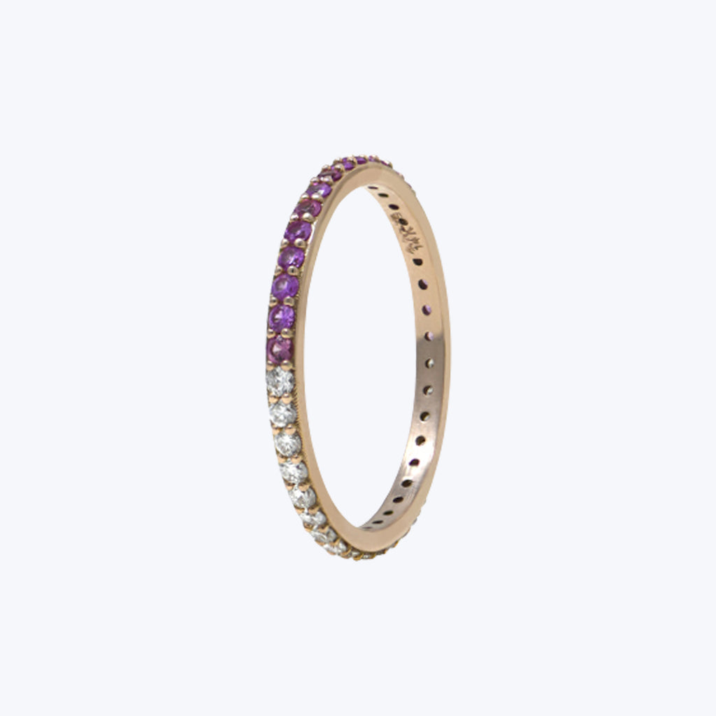 Classique Pink Sapphire + Diamond Ring, 14k Yellow Gold