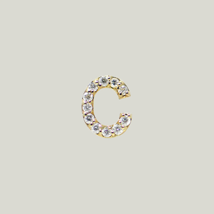 Love Letter Pave Diamond Earrings, 14K Gold C