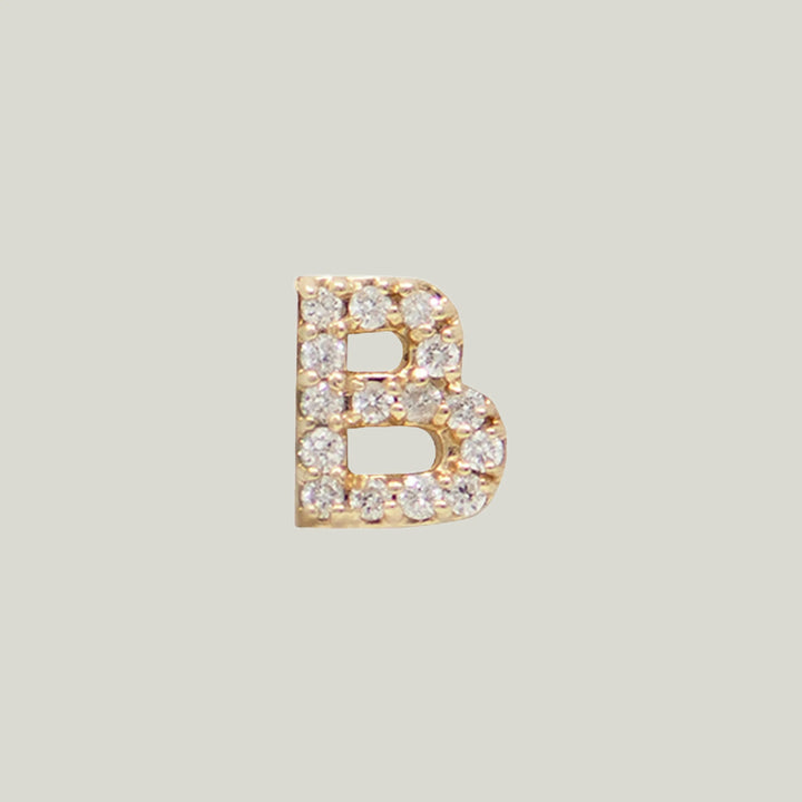 Love Letter Pave Diamond Earrings, 14K Gold B