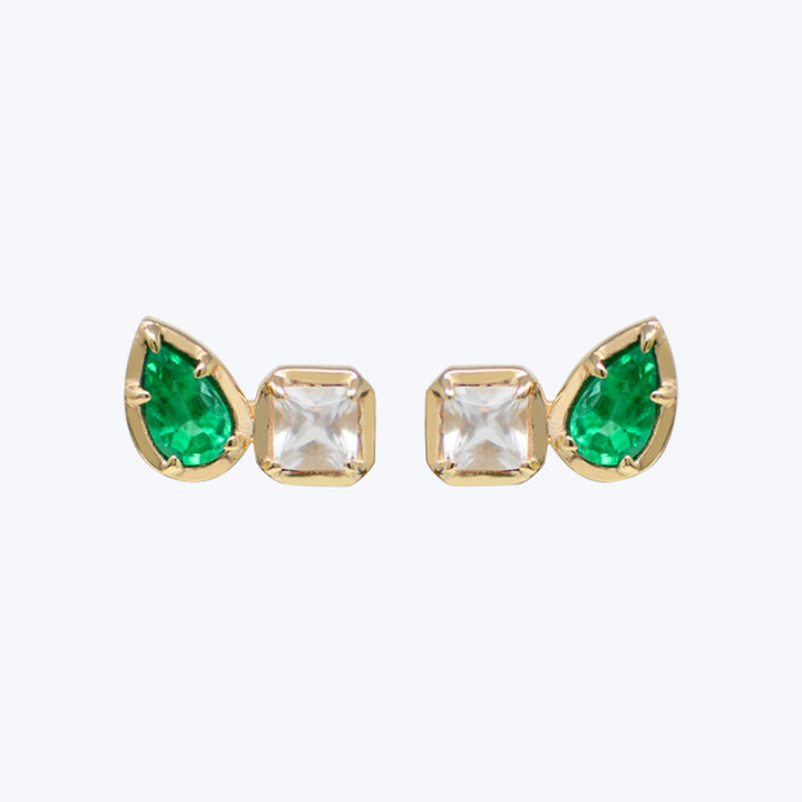 Melia Toi  & Mois Emerald + Diamond Stud