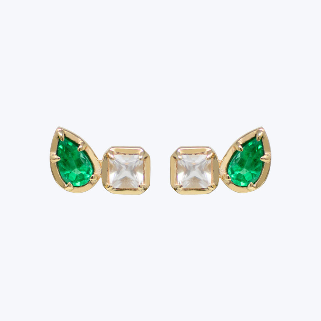 Melia Toi  & Mois Emerald + Diamond Stud