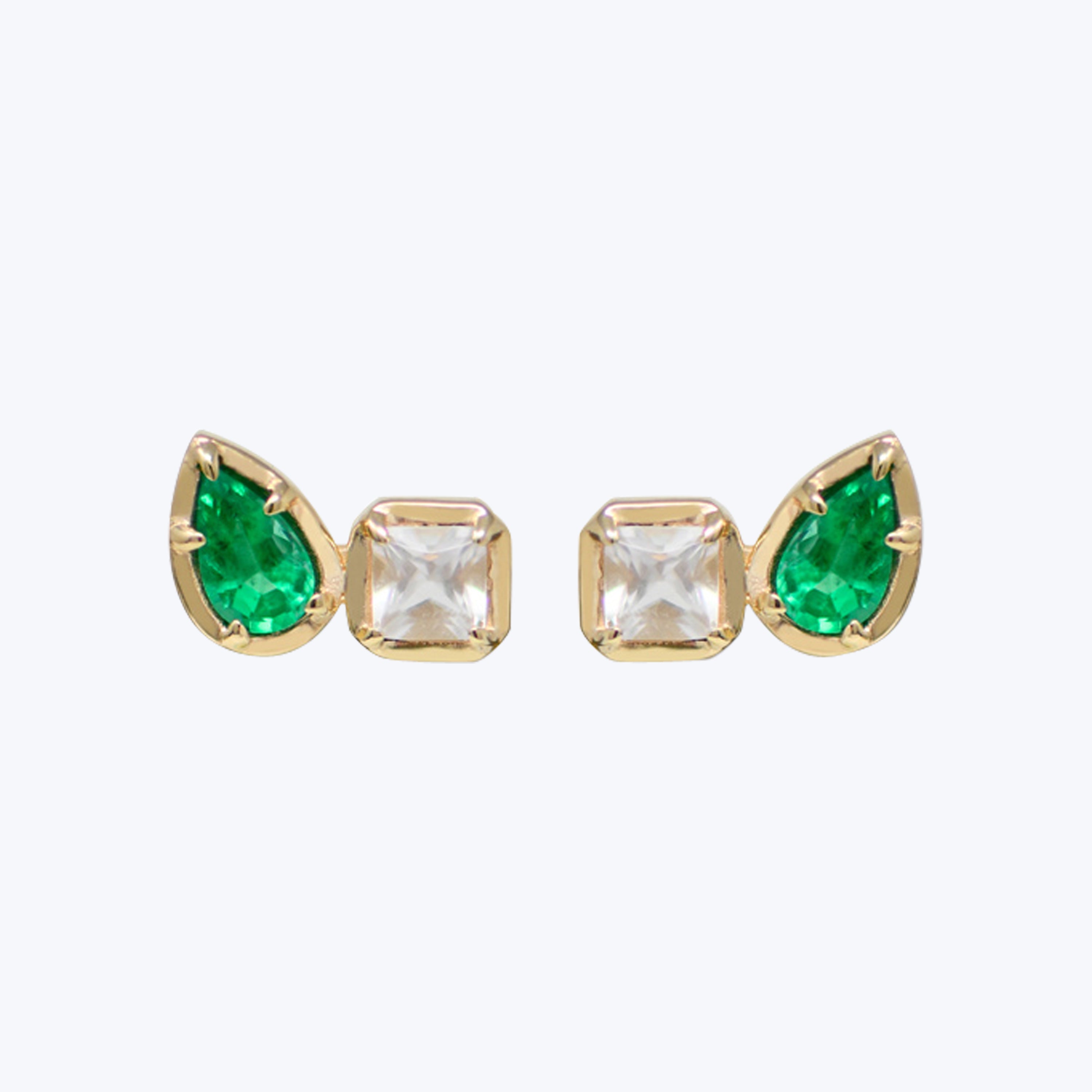 Melia Toi  & Mois Emerald + Diamond Stud