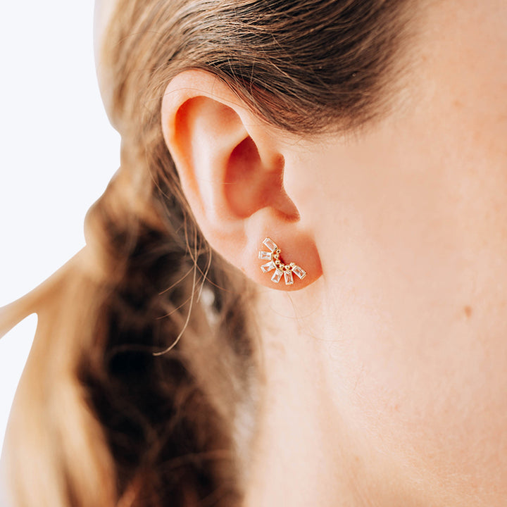 Anzie x Mel Soldera Deco Fan White Topaz Earrings