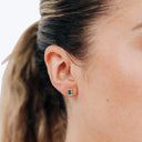 Cleo Carre Baguette Green Onyx Earrings