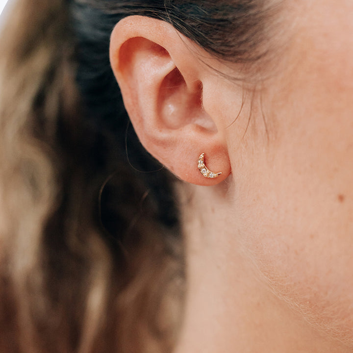 Aztec Clear Topaz Star + Moon Earrings
