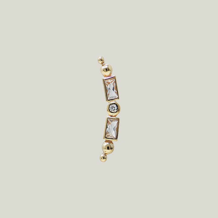 Anzie x Mel Soldera Deco Clear Topaz + Diamond Ear Crawler Left