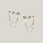 Aztec North Star Diamond Trio Chain Earrings