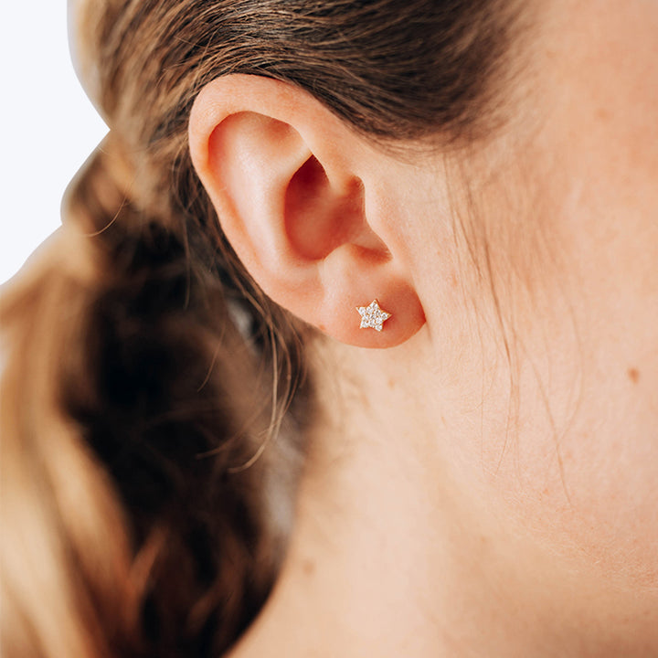 Lover Letter Diamond + Clear Topaz Star Earrings