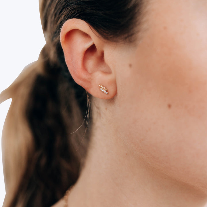 Dew Drop Diamond Double Bar Earring