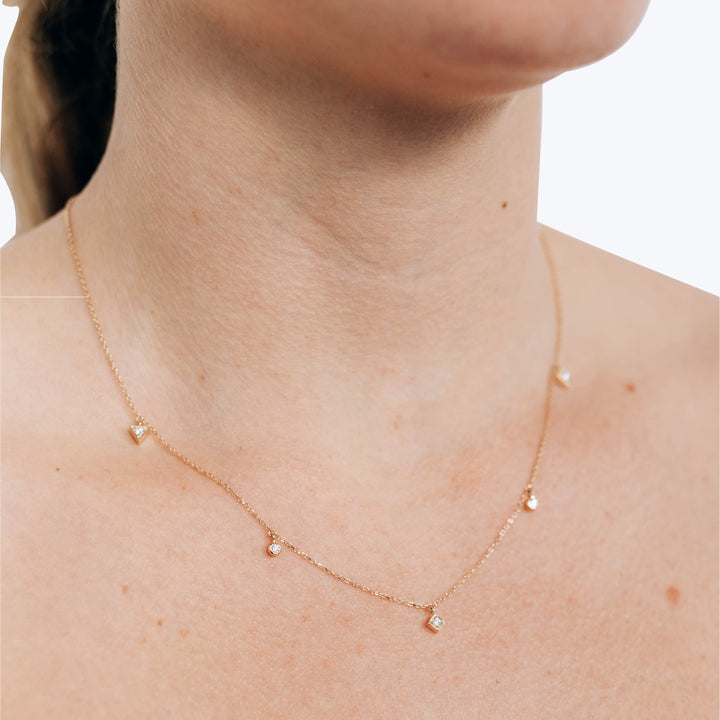 Cleo Floating Geometric Diamond Crew Necklace