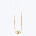 Dew Drop Evil Eye Turquoise + Diamond Necklace