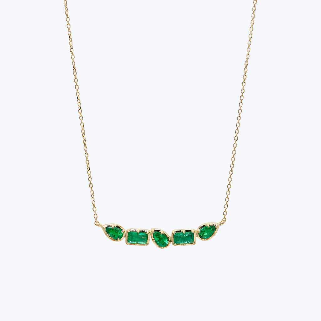 Melia Linea Bar Checkerboard Emerald Necklace