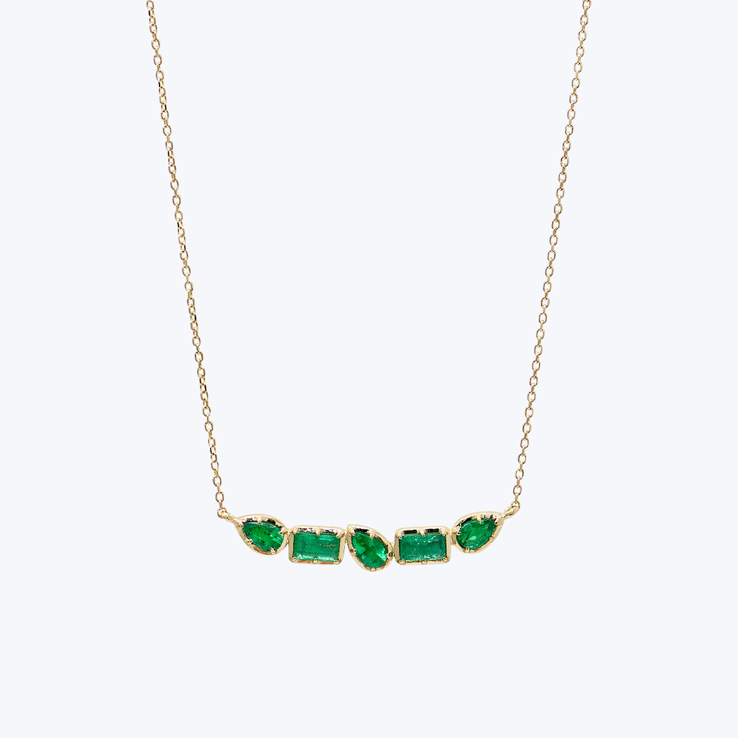 Melia Linea Bar Checkerboard Emerald Necklace