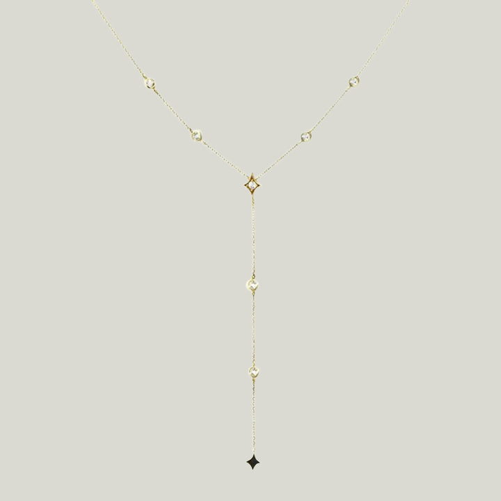 Gothic Diamond + White Topaz Y Necklace
