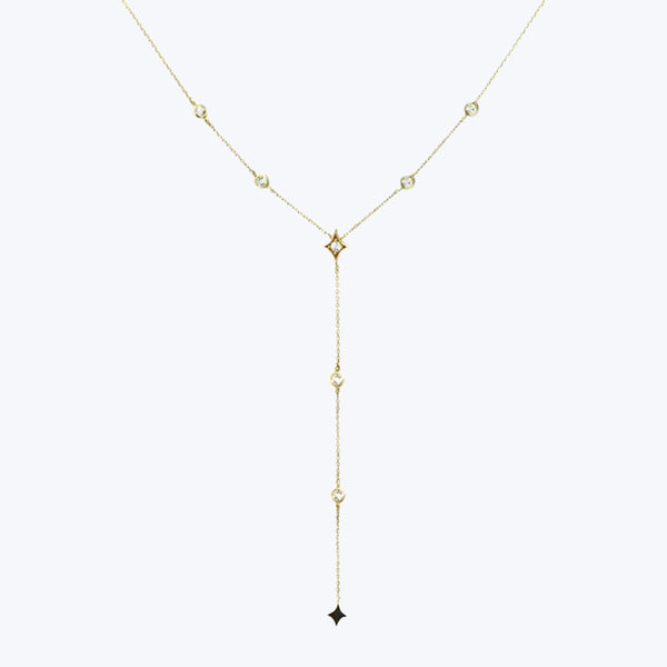Gothic Diamond + White Topaz Y Necklace