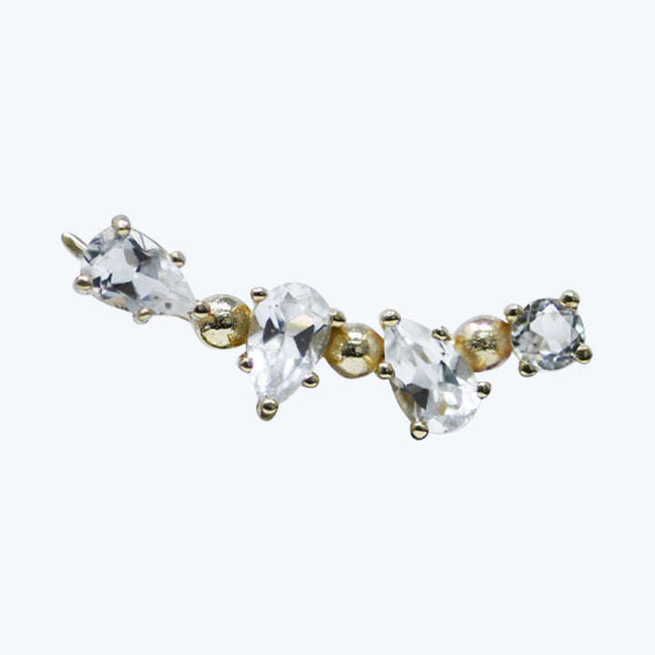 Classique Pear White Topaz Ear Crawler White Left