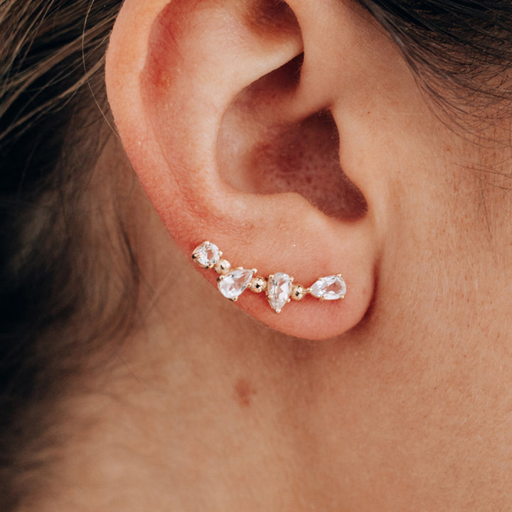 Classique Pear White Topaz Ear Crawler White Left