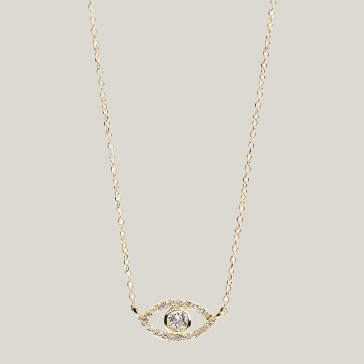 Evil Eye Pave Diamond Checkerboard Necklace