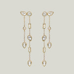 Cleo Liana Double Chain Clear Topaz Chandelier Earrings