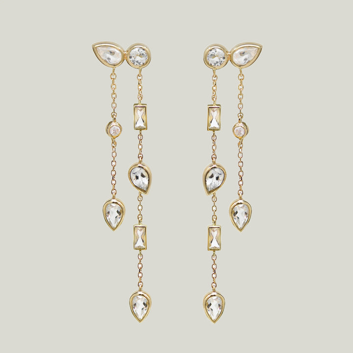 Image for Cleo Liana Double Chain Clear Topaz Chandelier Earrings