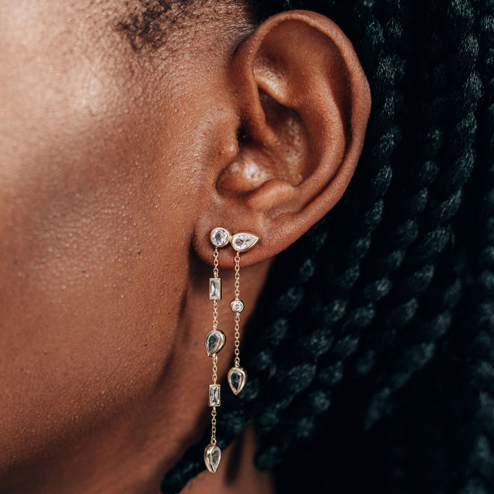 Image for Cleo Liana Double Chain Clear Topaz Chandelier Earrings