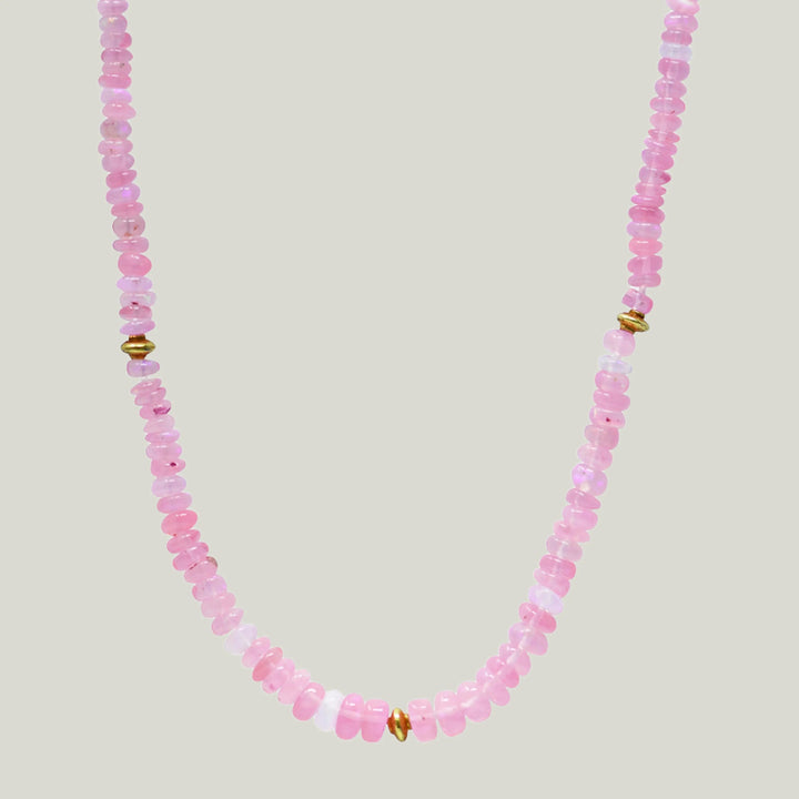Boheme Saucer Spacer Pink Opal Ethiopian Beaded Necklace